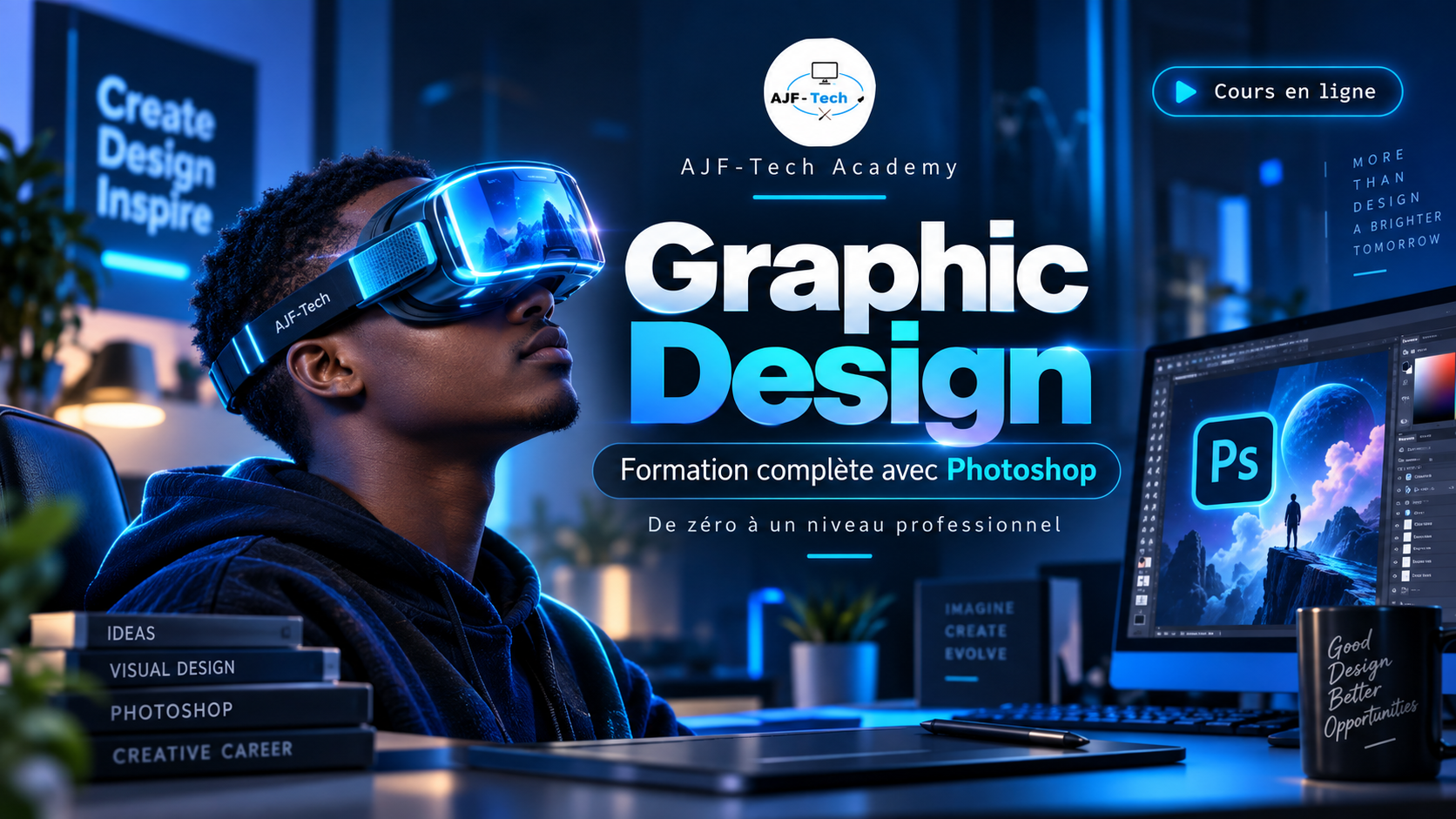 Graphic Design ak Adobe Photoshop — Soti nan Zewo rive nan Nivo Pwofesyonèl